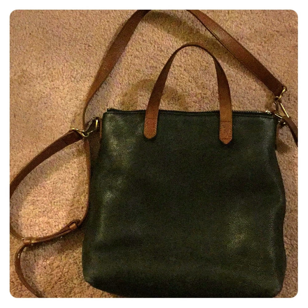 Mini Madewell tote. Black with brown handles!